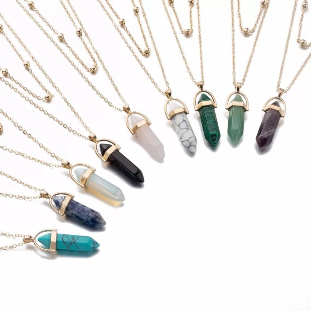 5 for $25 White Marble Color Crystal Necklace - Picture 2 of 3